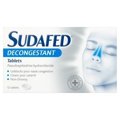 Sudafed Decongestant 12 Tablets