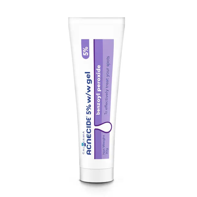 Acnicide face gel tube on a white background