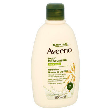 Aveeno Daily Moisturising Body Wash bottle on a white background