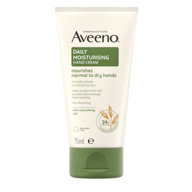 Aveeno Daily Moisturising Hand Cream tube on a white background