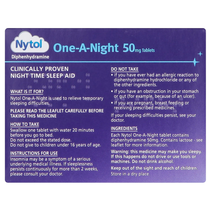 Nytol One A Night 50mg 20 Caplets